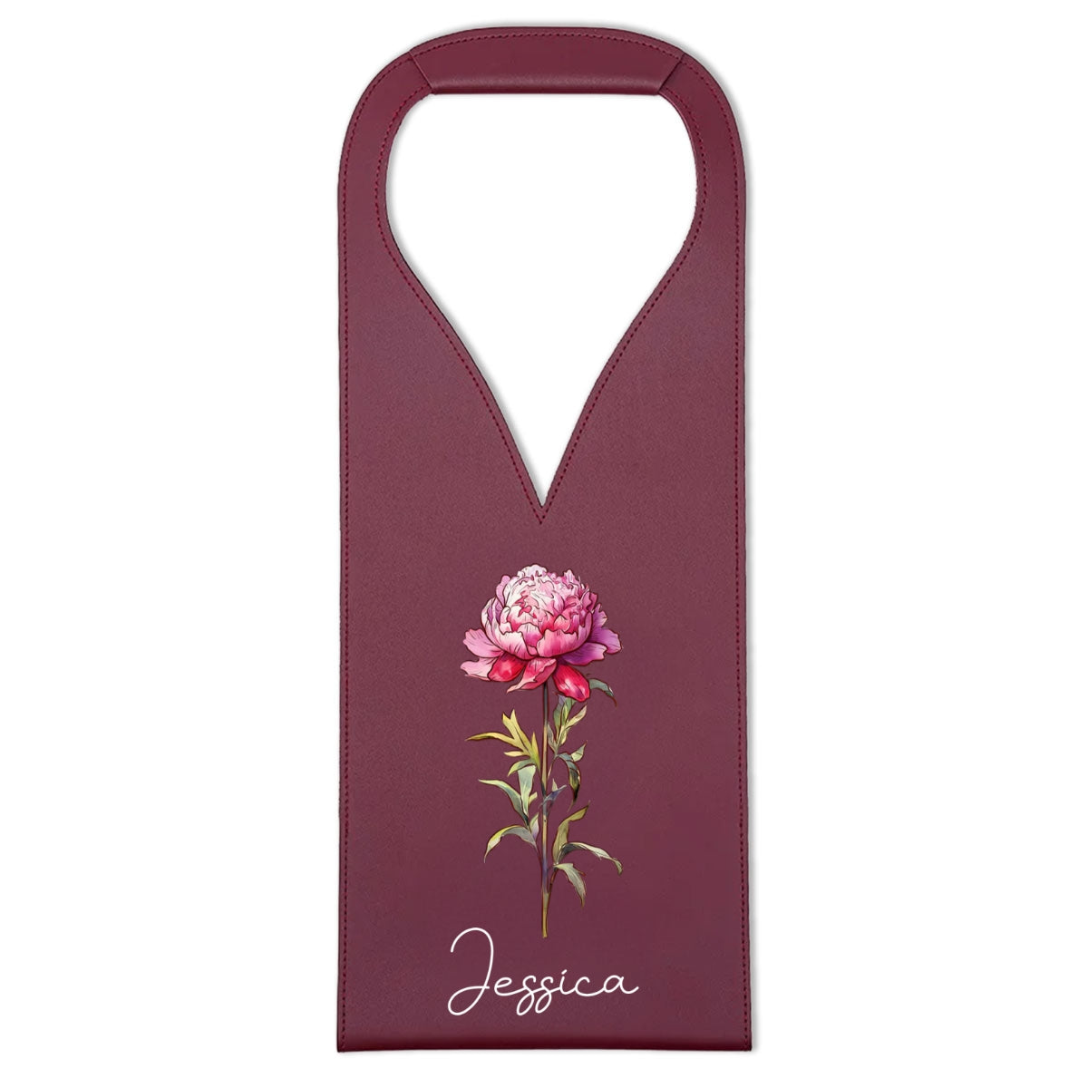 Bloom Where We Grow - Personalized Custom Leather Wine Bag