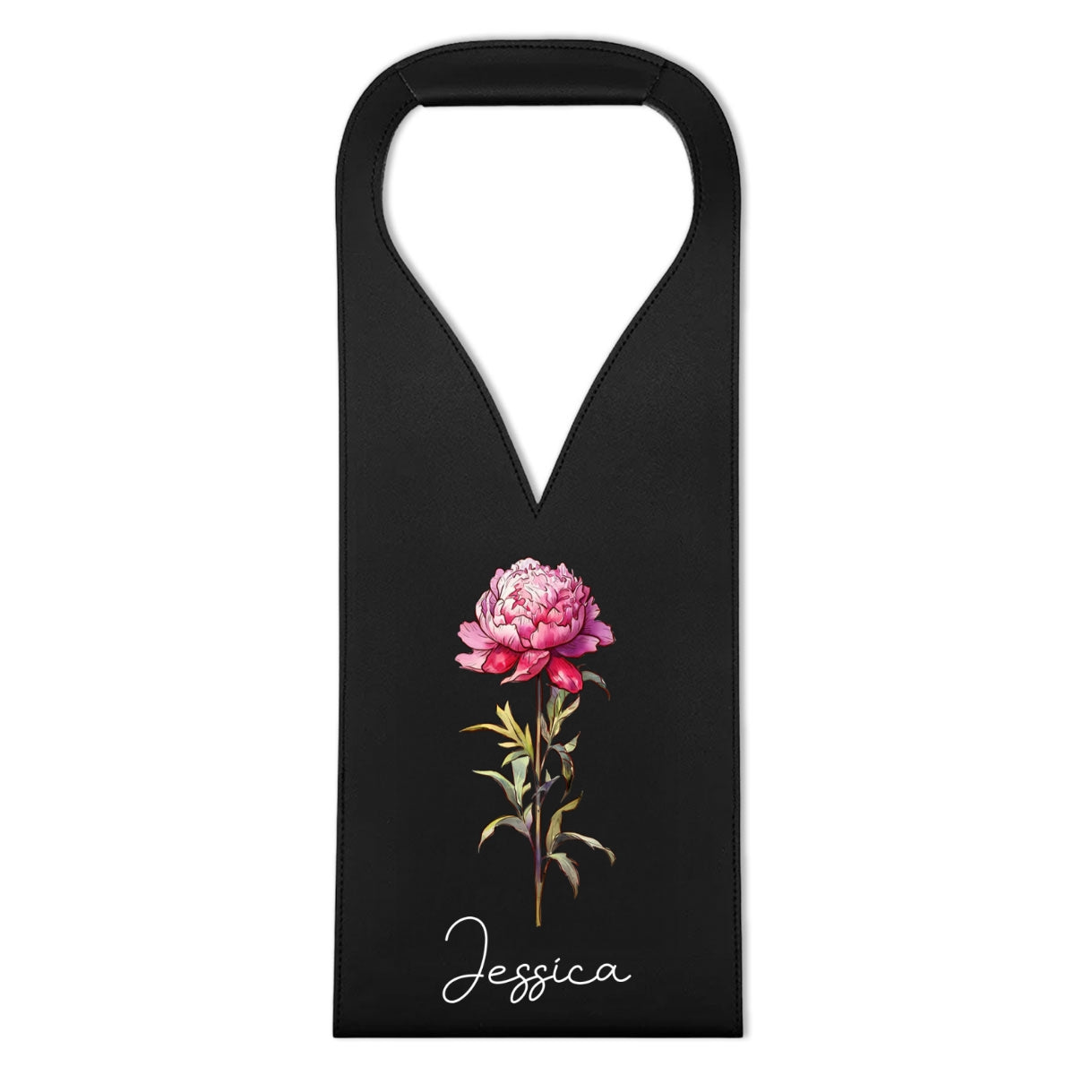 Bloom Where We Grow - Personalized Custom Leather Wine Bag
