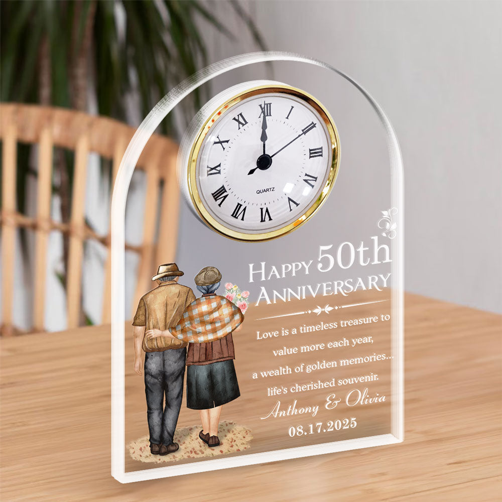 Happy Anniversary - Personalized Custom Acrylic Desk Clock Plaque