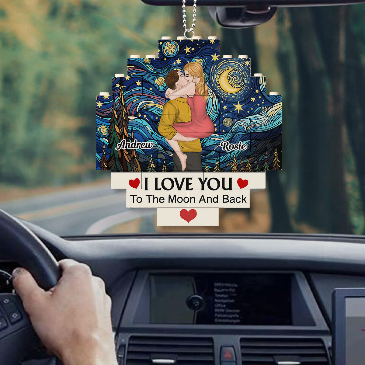 Love You To The Moon - Personalized Custom Puzzle Car Ornament