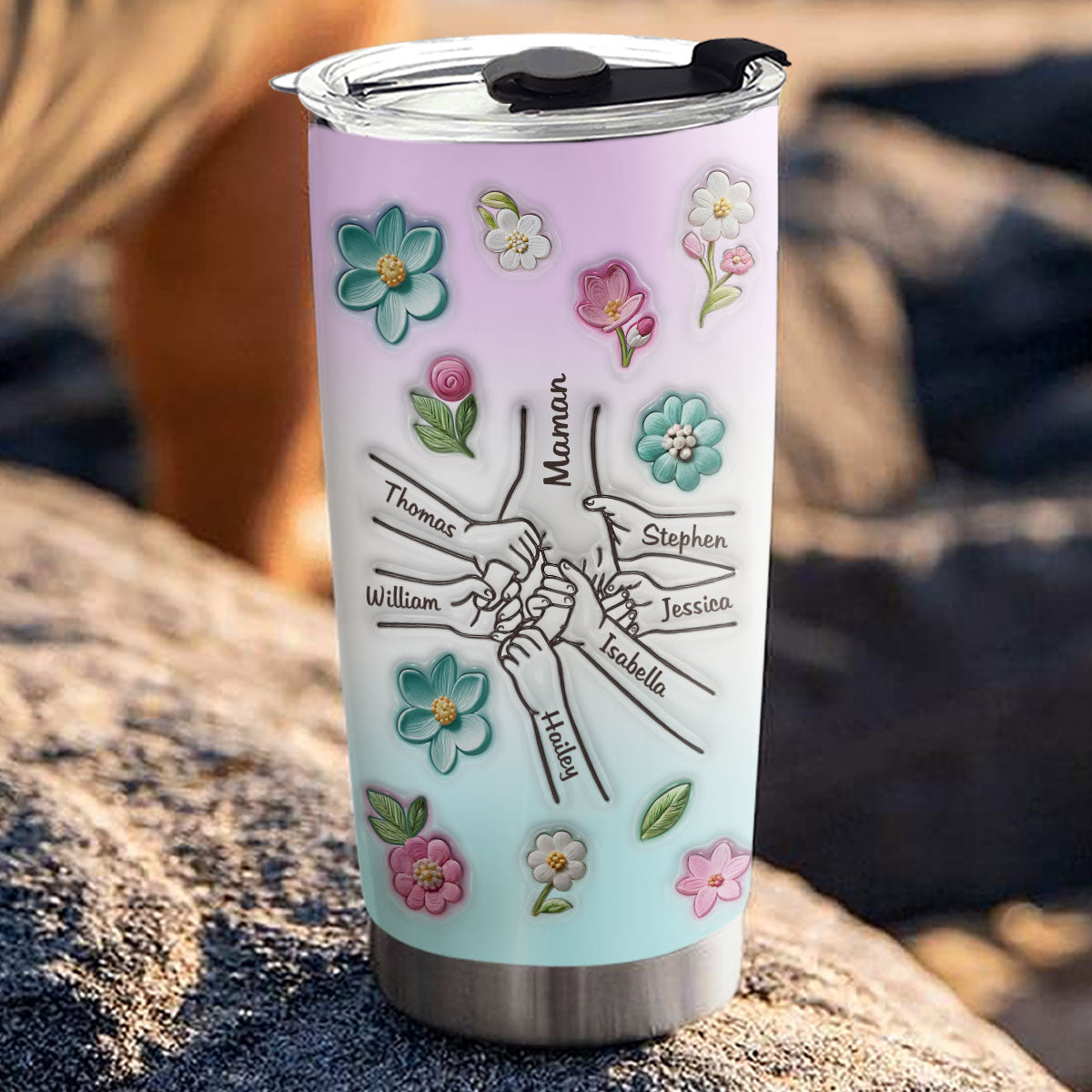 Mom Hold Our Hands - Personalized Custom 3D Inflated Effect Tumbler