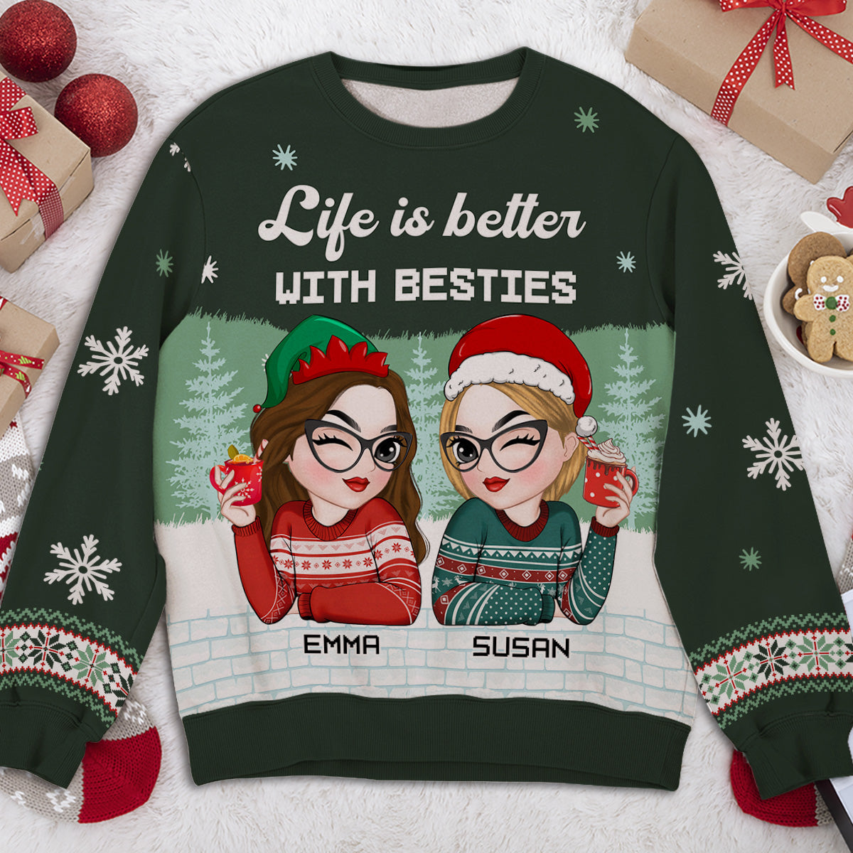 Besties Forever 2024 - Personalized Custom All-Over-Print Sweatshirt