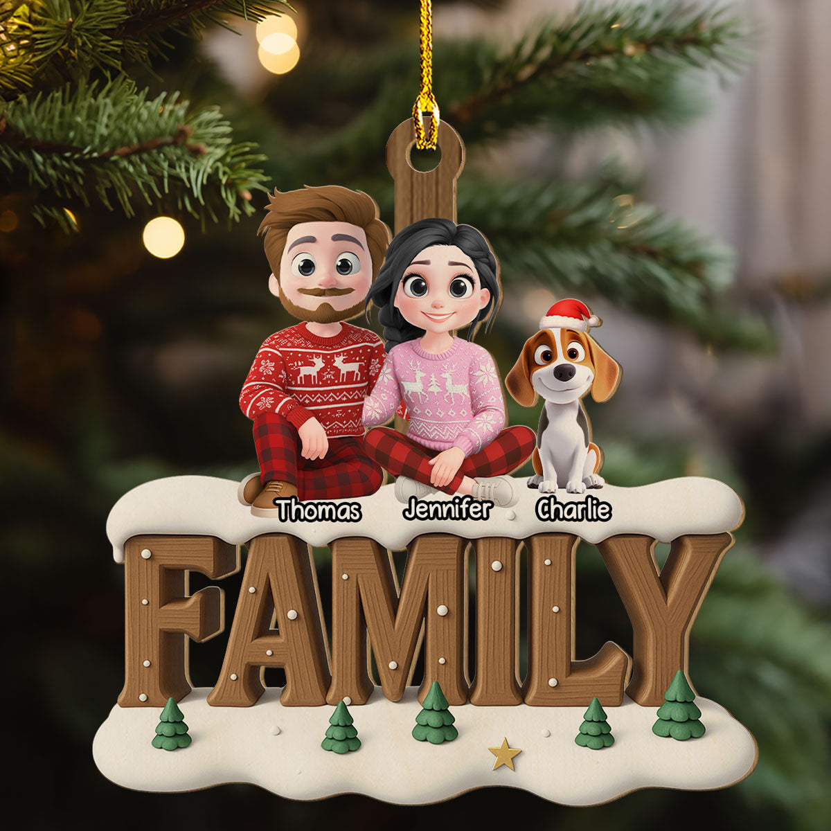 Family This Year Onwards - Personalized Custom 3D Effect Wood Ornament
