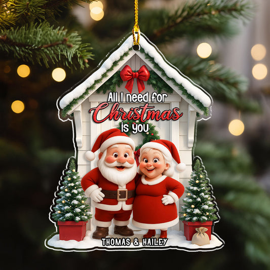 Mr Mrs Claus - Personalized Custom 3D Effect Acrylic Ornament