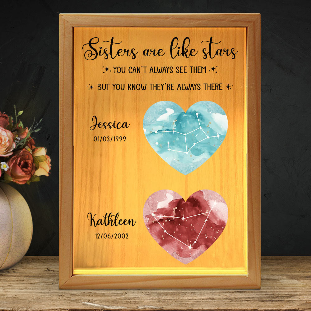Sisters Are Like Stars - Personalized Custom Frame Light Box