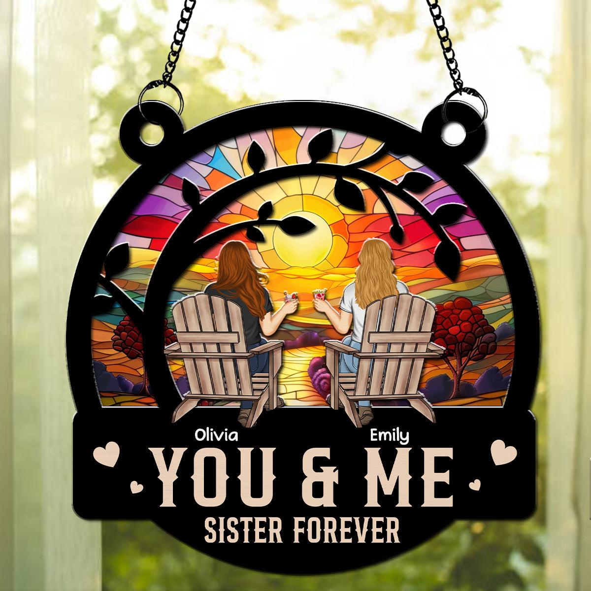 You And Me Are Bestie - Personalized Custom Suncatcher