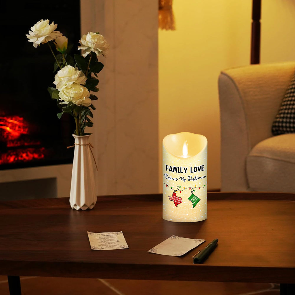 Family Love Knows No Distance - Personalized Custom LED Candle