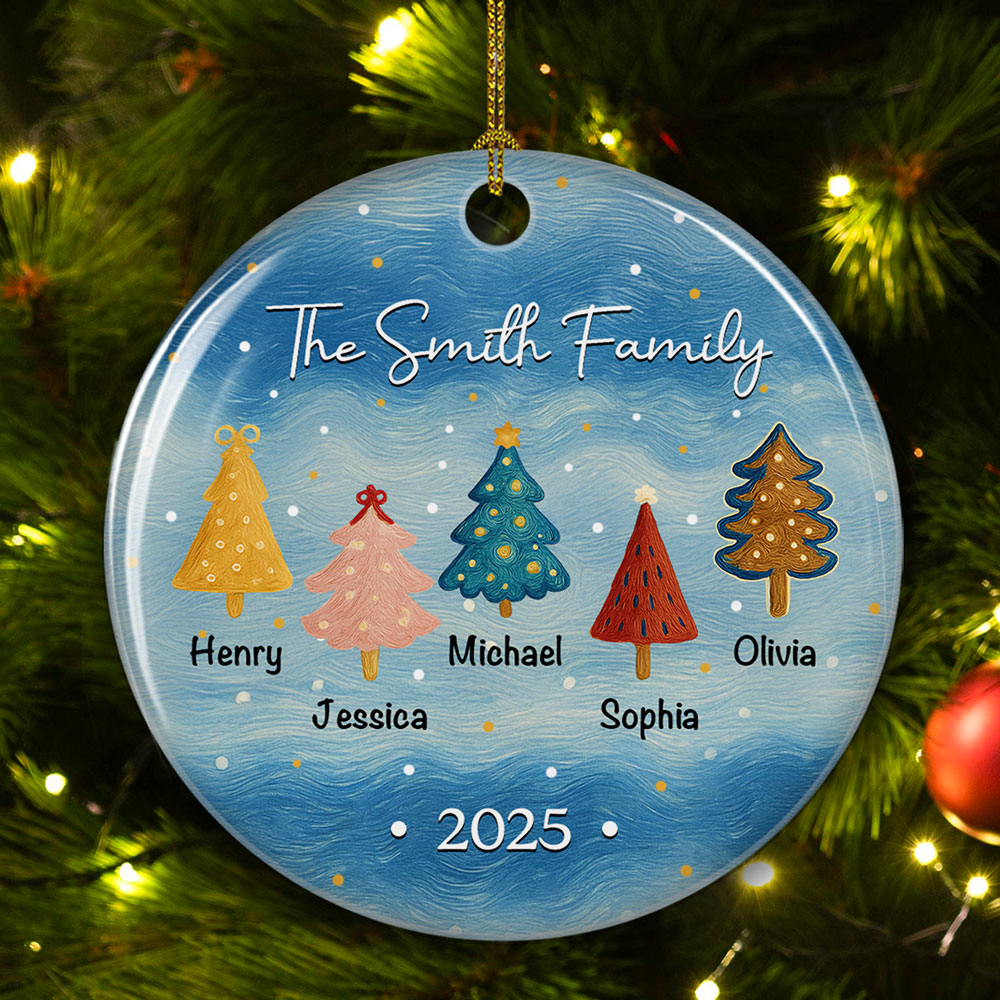 Family Christmas Joy - Personalized Custom Ceramic Ornament