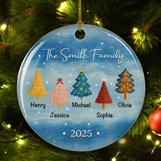 Family Christmas Joy - Personalized Custom Ceramic Ornament
