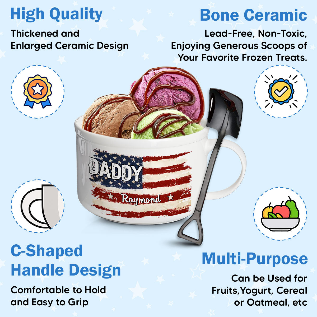 Best Dad - Personalized Custom Ceramic Bowl