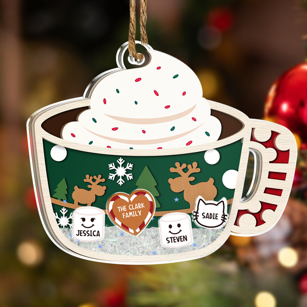 Family Merry Christmas - Personalized Custom Acrylic Shaker Ornament