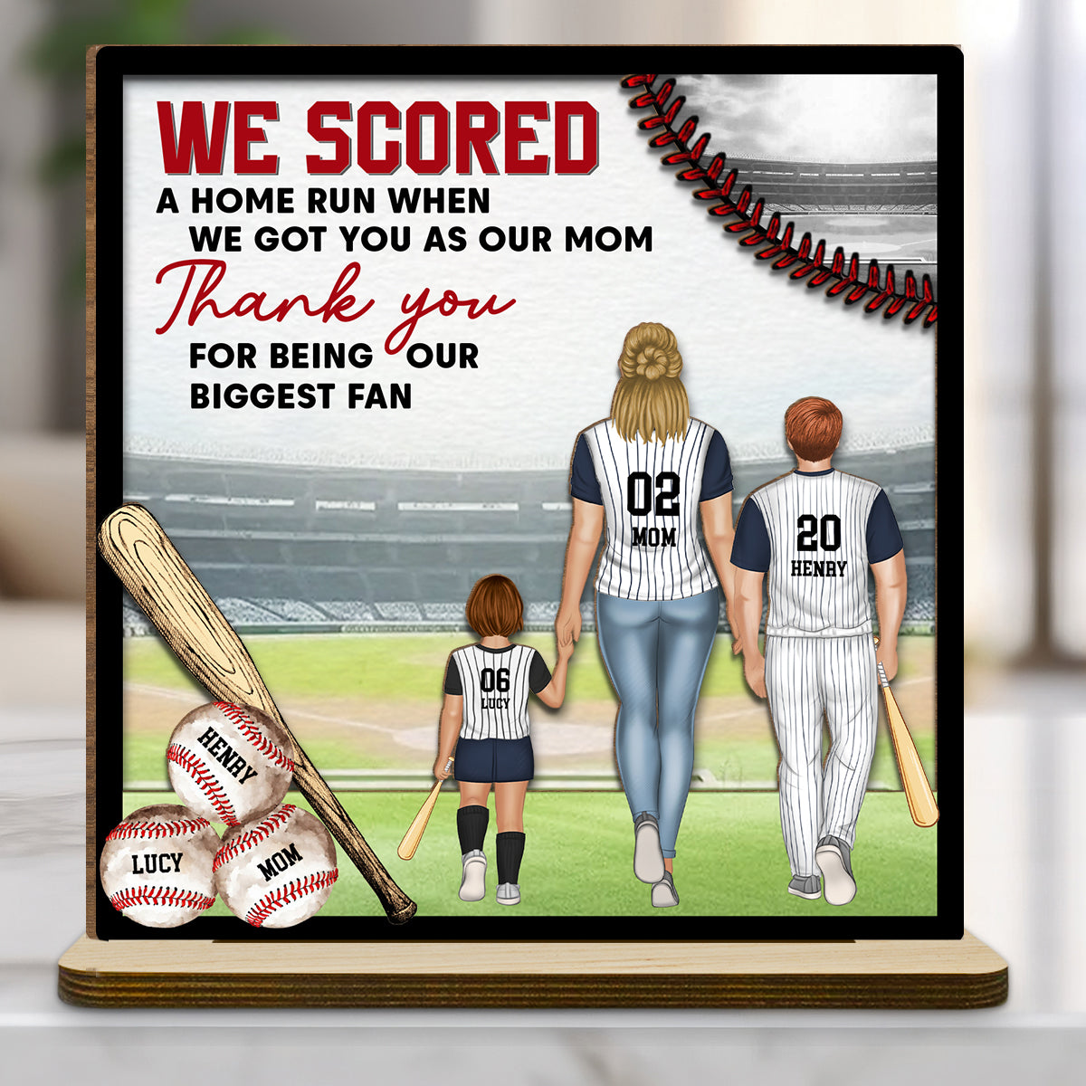 Baseball And Love Go Together - Personalized Custom 2-Layer Wood Plaque With Flat Base