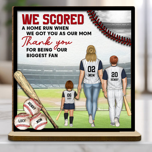 Baseball And Love Go Together - Personalized Custom 2-Layer Wood Plaque With Flat Base
