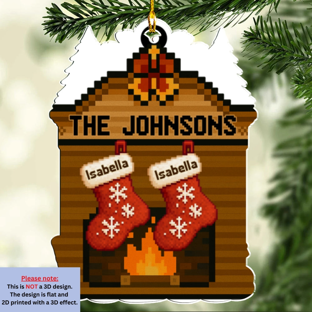 Pixel Family Christmas - Personalized Custom Acrylic Ornament