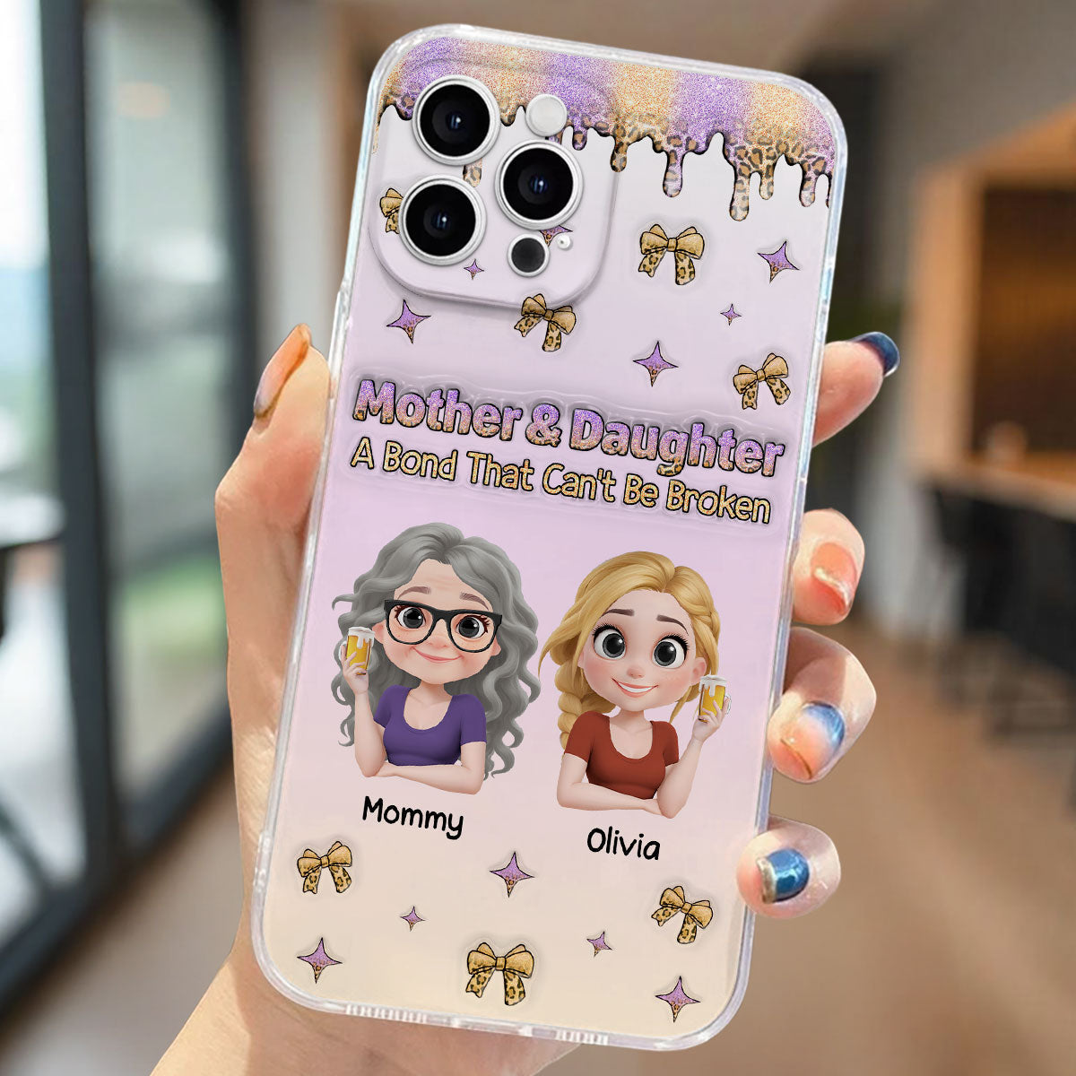 A Bond Between Mother And Daughter - Personalized Custom 3D Inflated Effect Phone Case