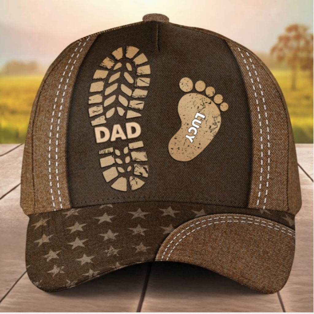 Follow Daddy Footsteps - Personalized Custom Classic Cap