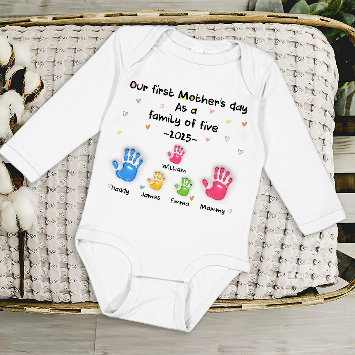 First Mother Day - Personalized Custom Long Sleeve Baby Onesie