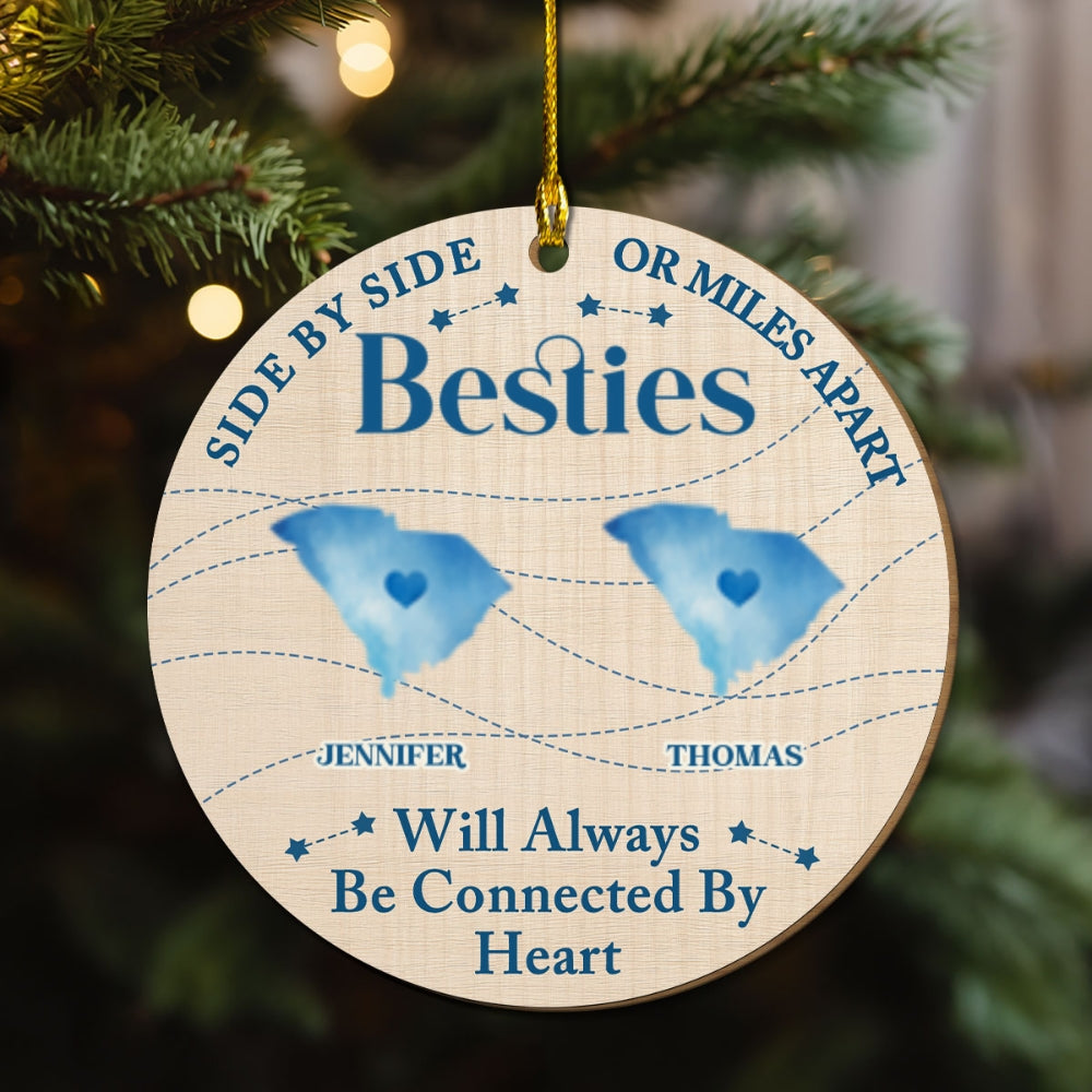 Connected By Heart - Personalized Custom Freeshape 2-Layered Wood Ornament
