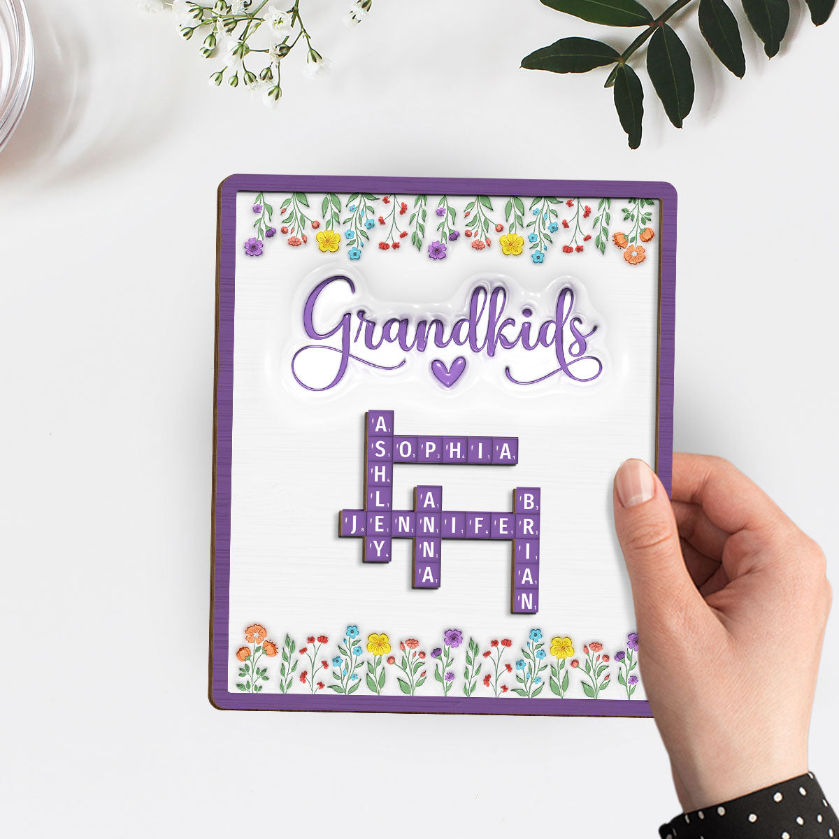 Love My Grandkids Crossword - Personalized Custom Wooden Plaque