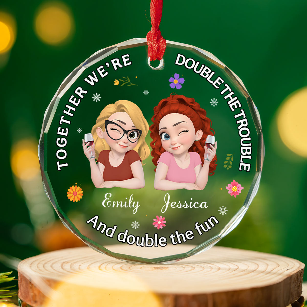 Together We Make Life Fun - Personalized Custom Glass Ornament