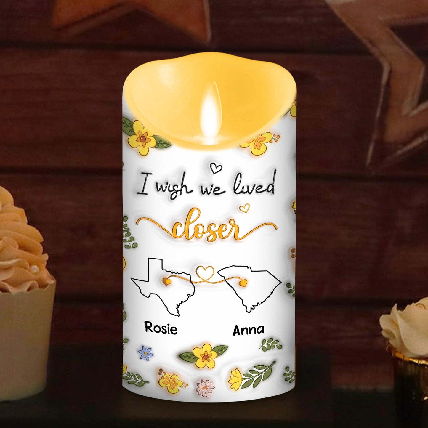 I Wish We Lived Closer - Personalized Custom 3D Inflated Effect LED Candle