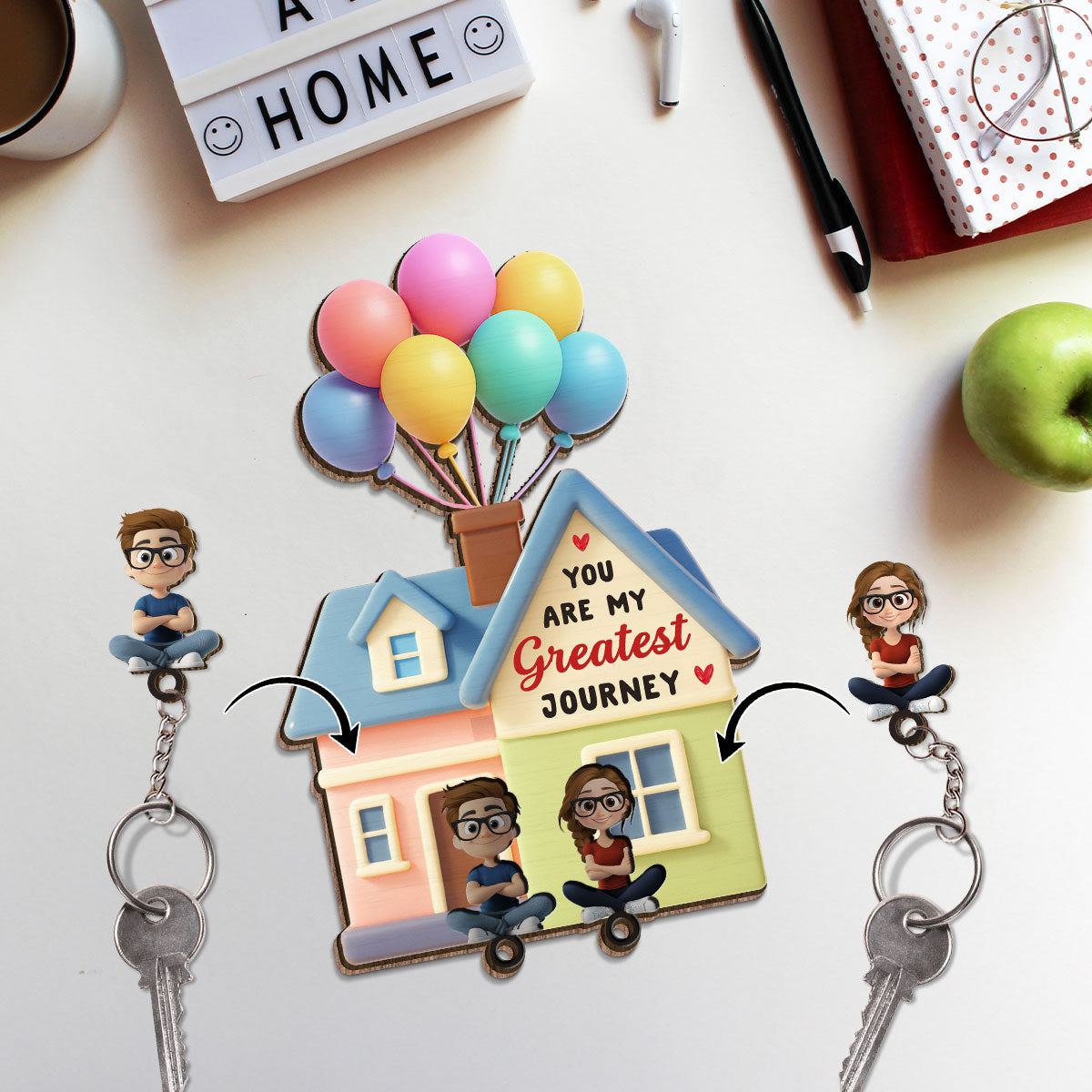 You Are My Greatest Journey - Personalized Custom Wooden Key Holder With Keychain