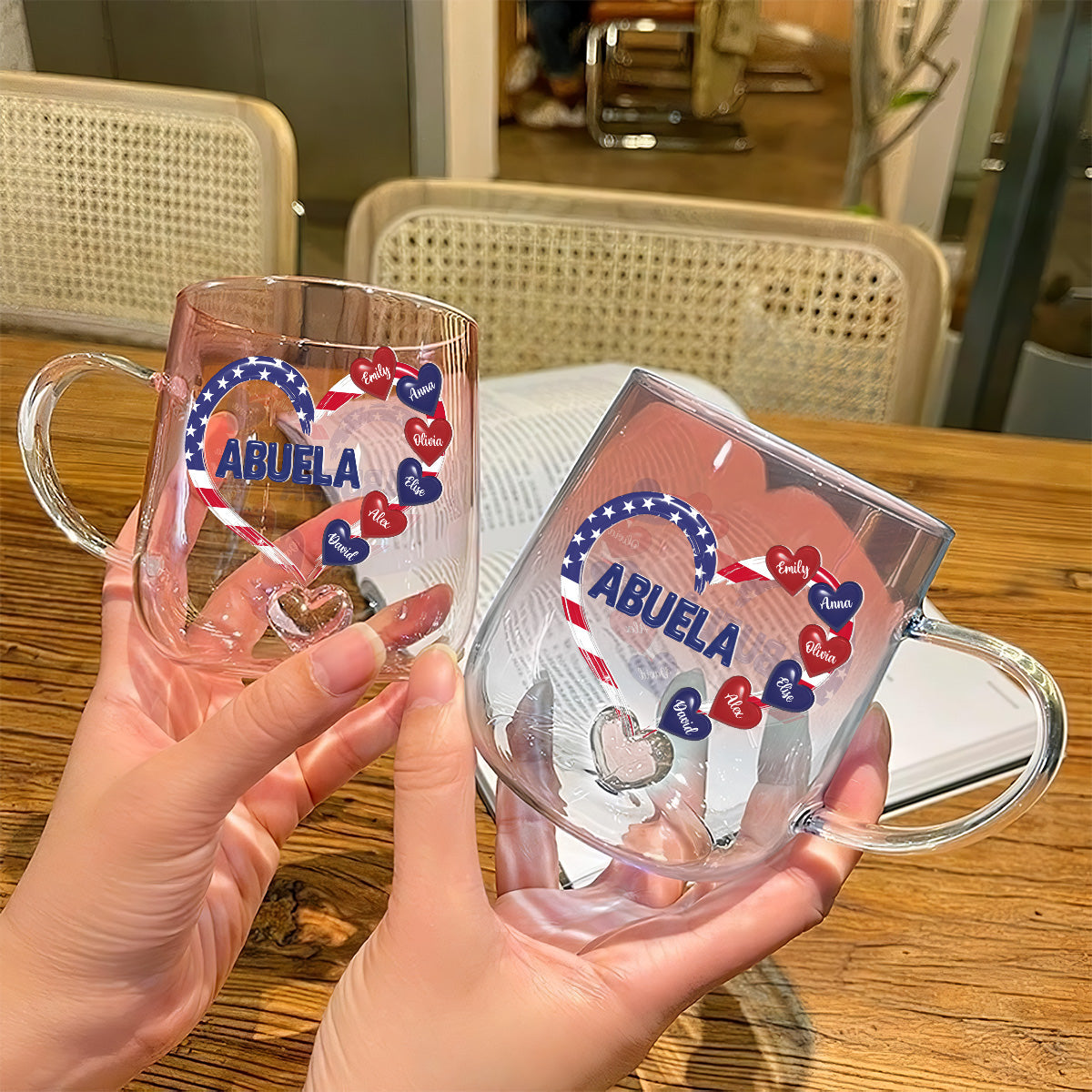 American Grandma - Personalized Custom Pink Gradient Glass Mug