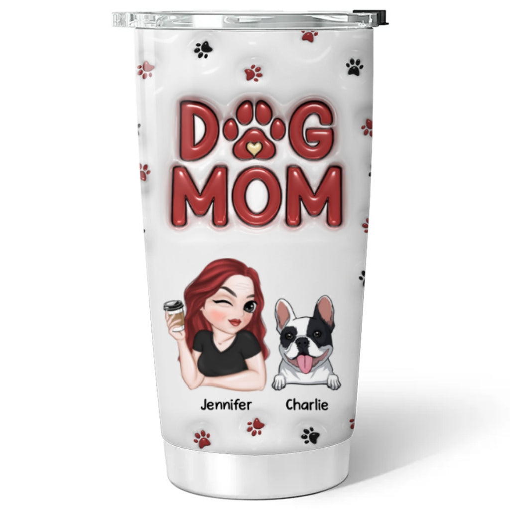Lovely Dog Mom - Personalized Custom 3D Inflated Effect Tumbler