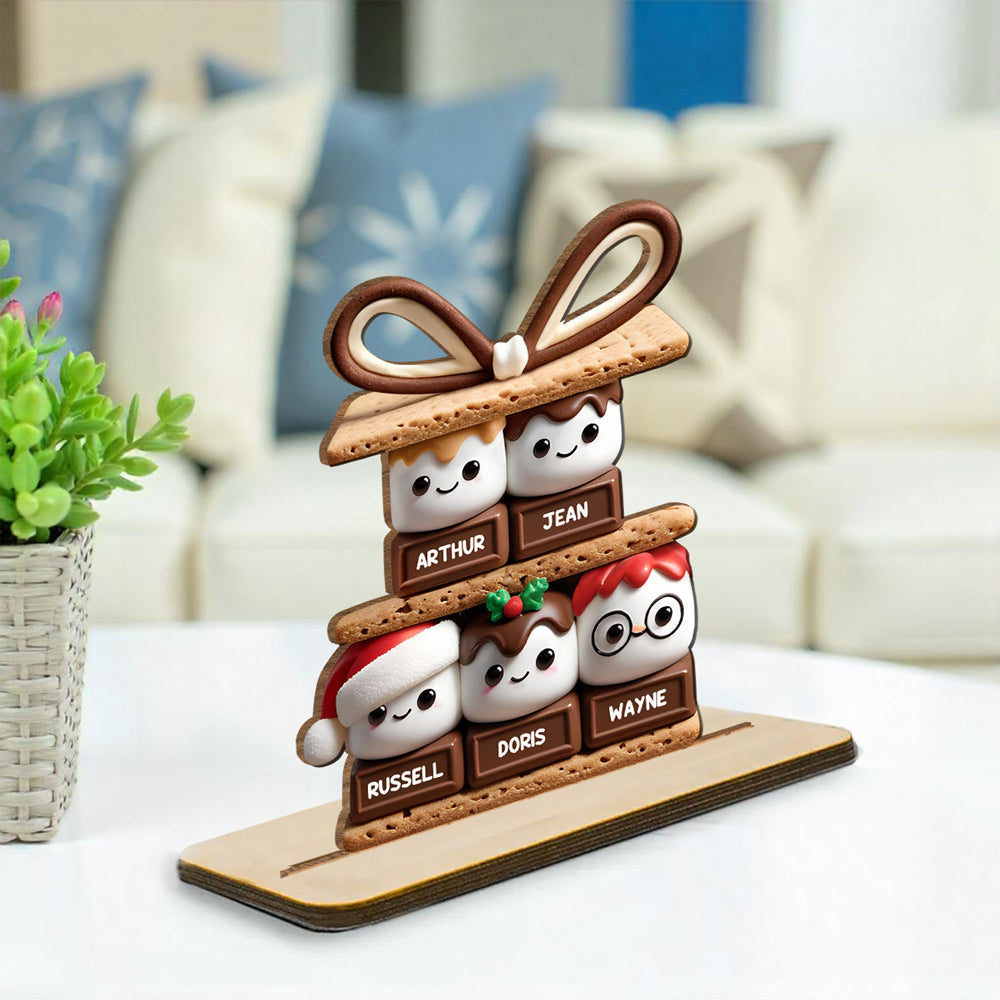 Happy Smores - Personalized Custom 2-Layer Wood Plaque With Flat Base