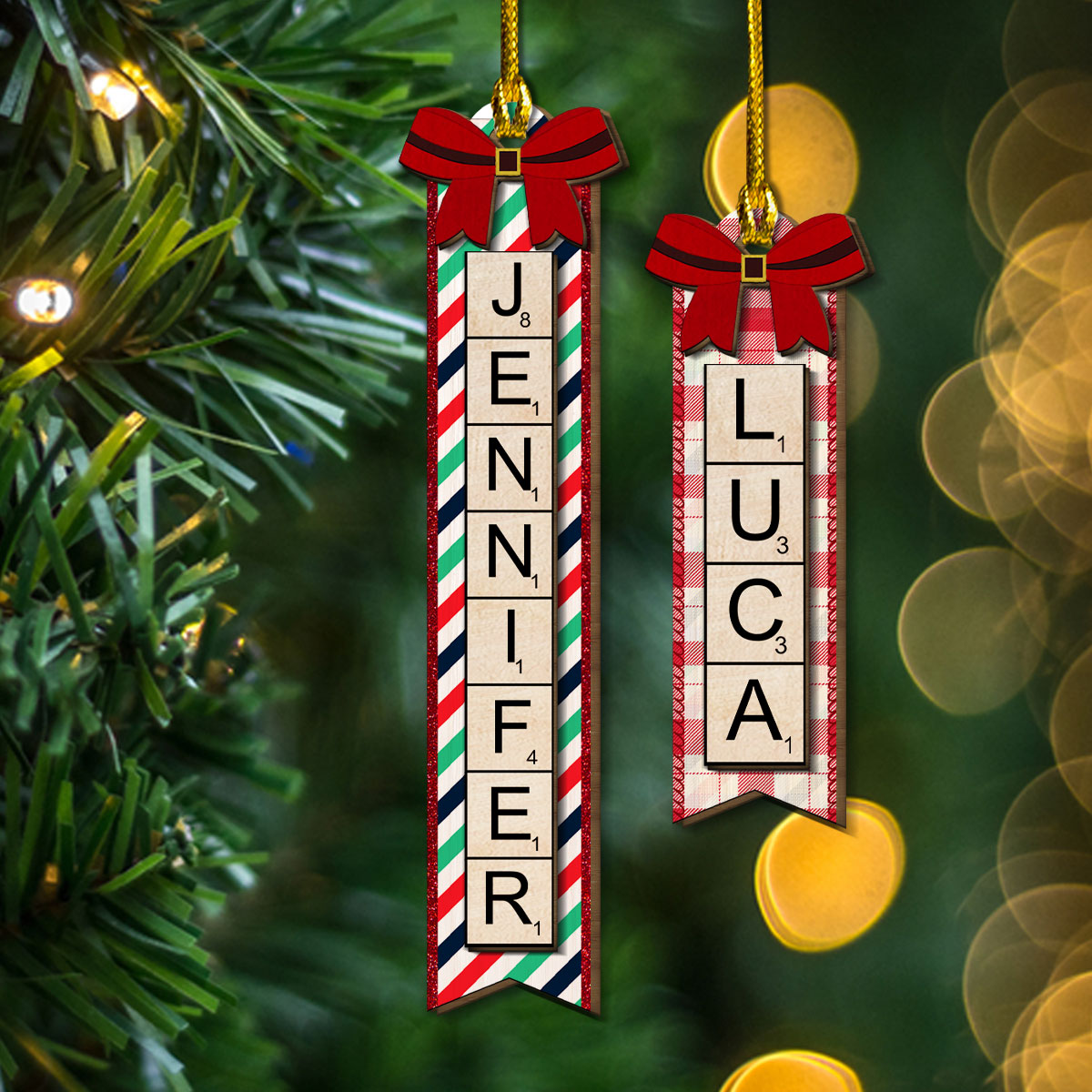 Christmas Scrabble - Personalized Custom Freeshape 2-Layered Wood Ornament