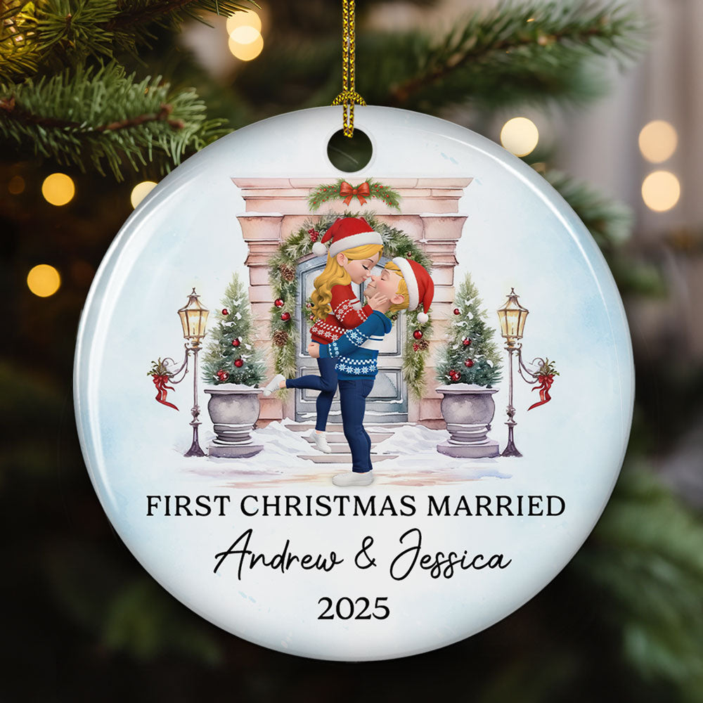 Love Shines Bright This Christmas - Personalized Custom Ceramic Ornament