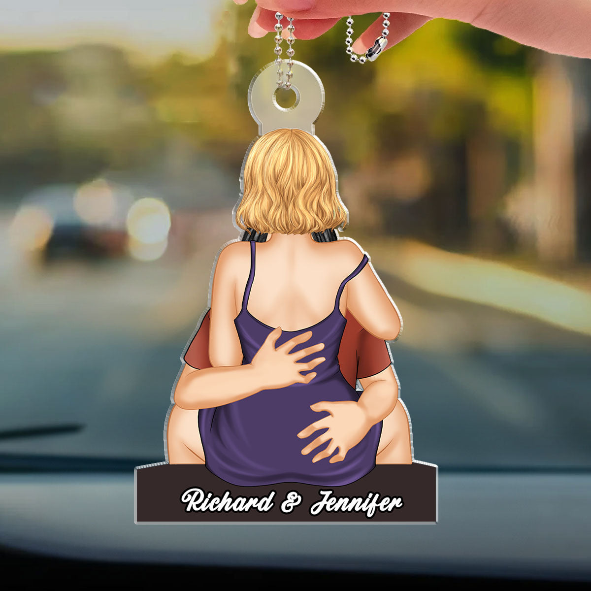 Couple Kissing - Personalized Custom Car Ornament