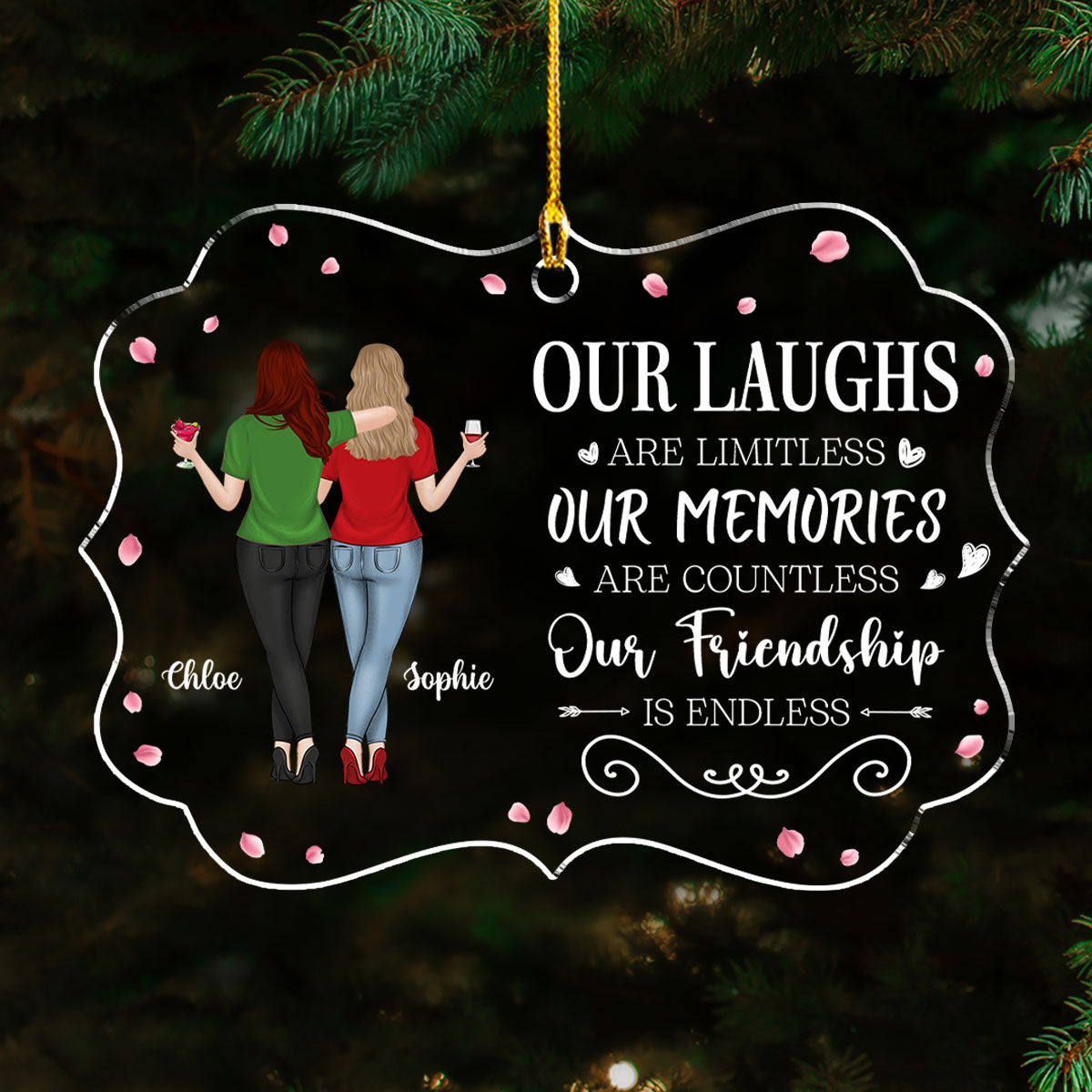 Endless Friendship Infinite Laughs - Personalized Custom Acrylic Ornament