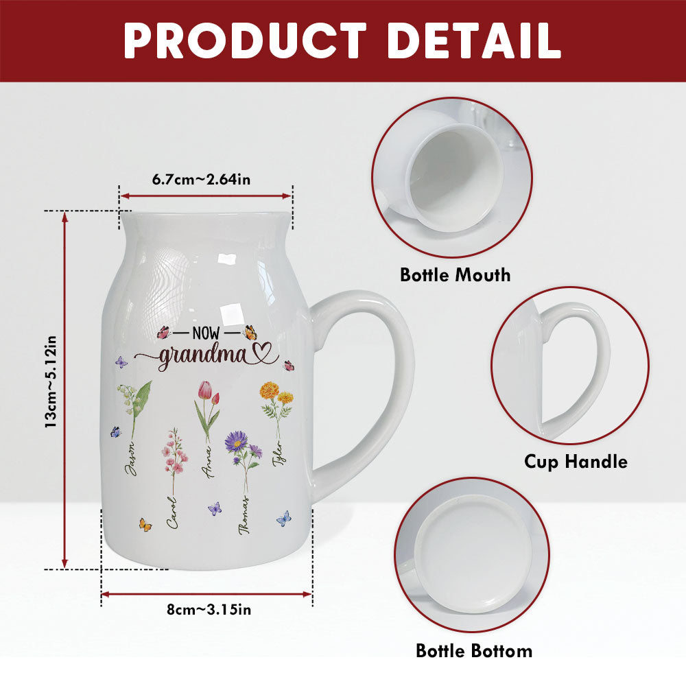 First Mom Now Grandma - Personalized Custom Flower Vase