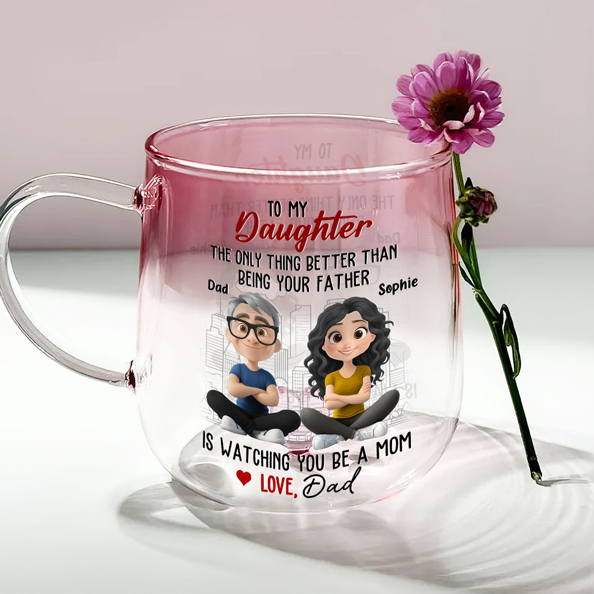 Watching You Grow Is Everything - Personalized Custom Pink Gradient Glass Mug