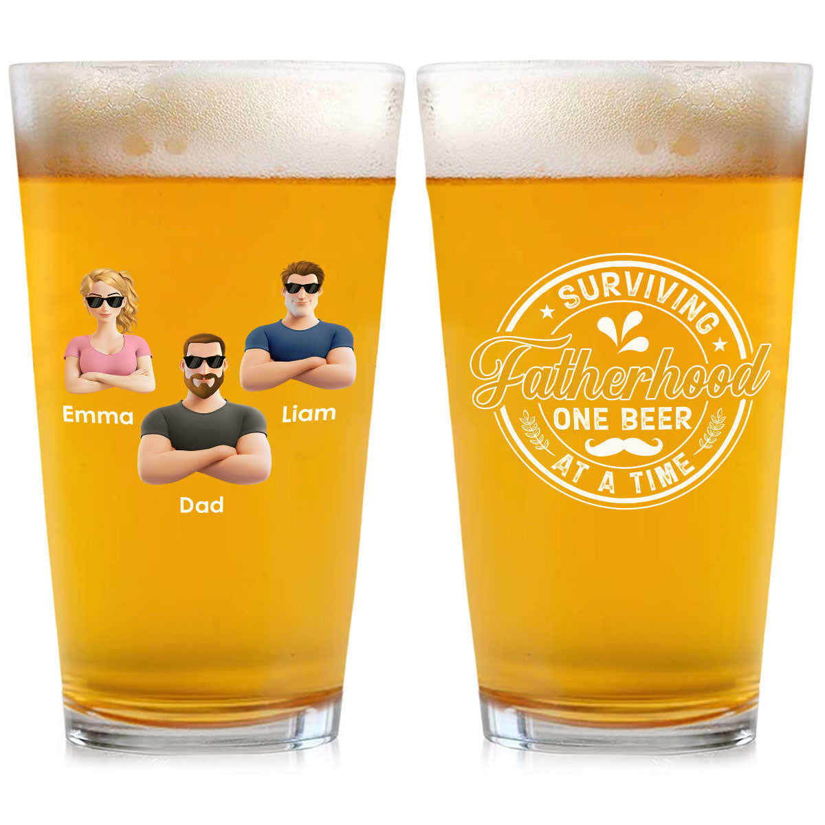 Fatherhood- Personalized Custom Beer Glass