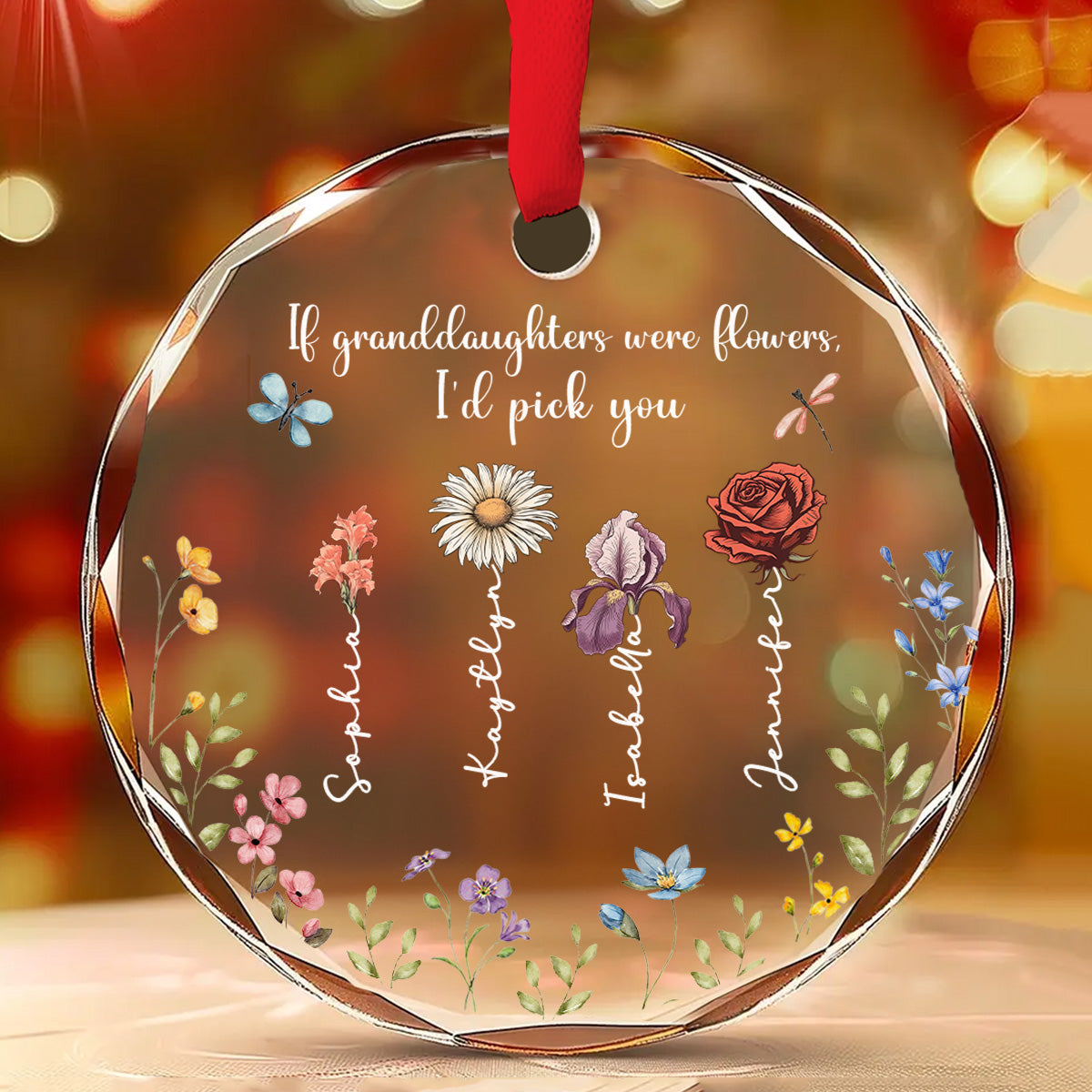 If Daughters Were Flowers - Personalized Custom Glass Ornament