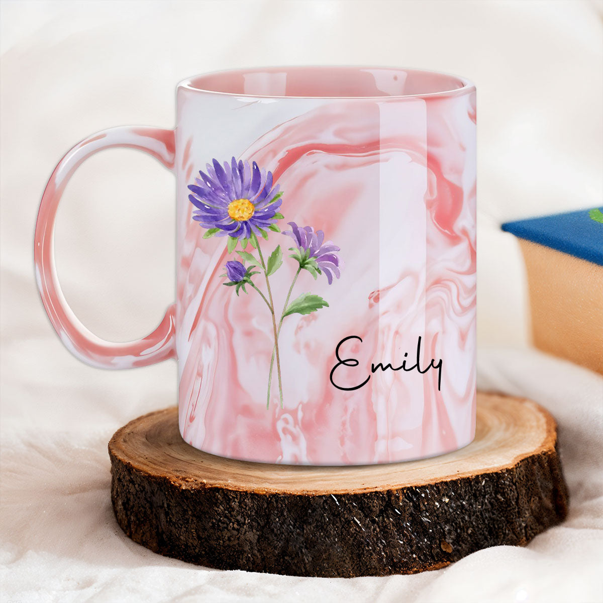 Friends Are Flowers That Never Fade - Personalized Custom Pink Marble Mug