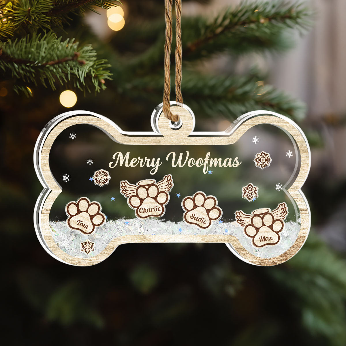 Paw Merry Woofmas - Personalized Custom Acrylic Shaker Ornament