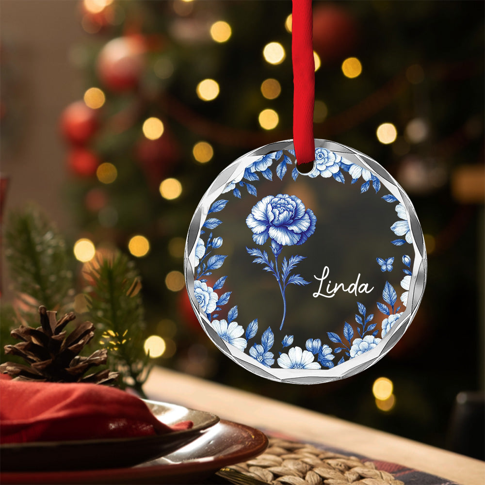 Friends Are Flowers That Never Fade Toile - Personalized Custom Glass Ornament