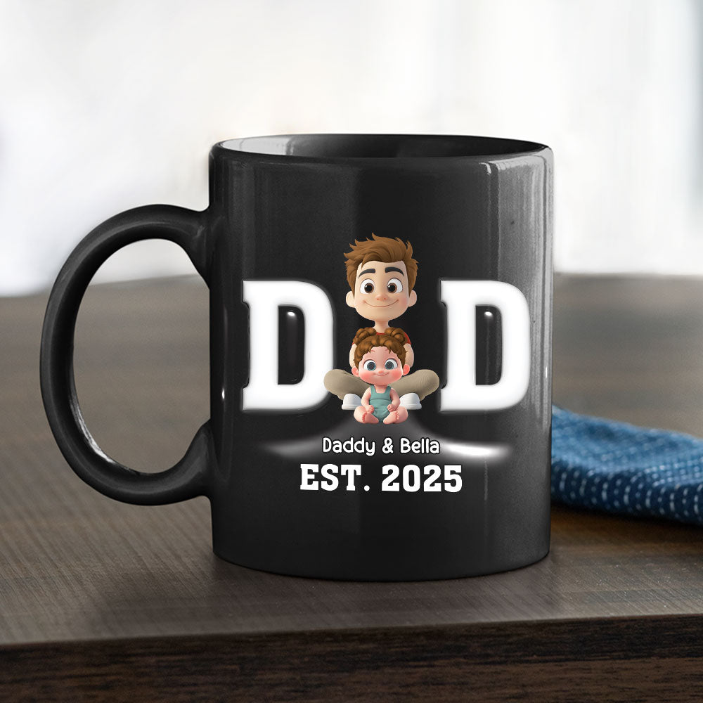 Happy Kids With Dad - Personalized Custom 3D Inflated Effect Mug