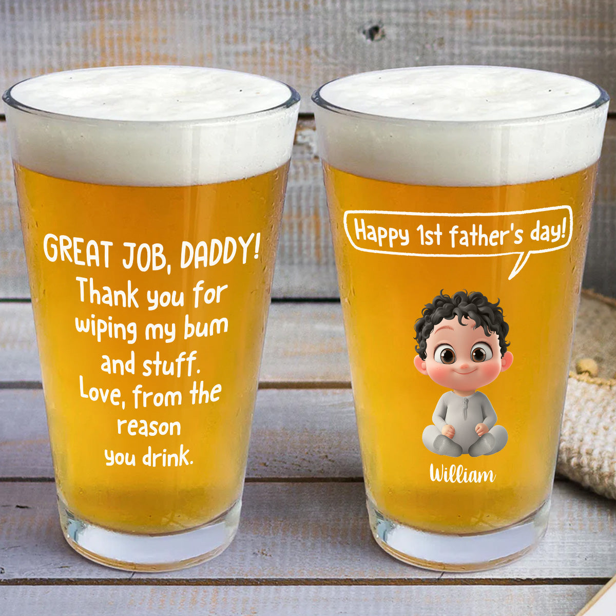 Great Job Daddy - Personalized Custom Beer Glass