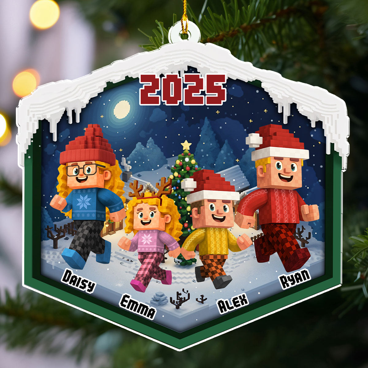 Christmas As A Family - Personalized Custom 3D Effect Acrylic Ornament