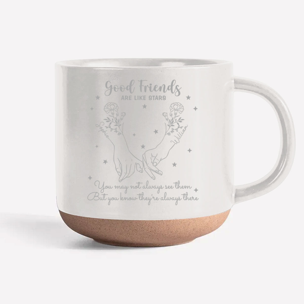 Friends Like Stars - Personalized Custom Engraved Pottery Mug