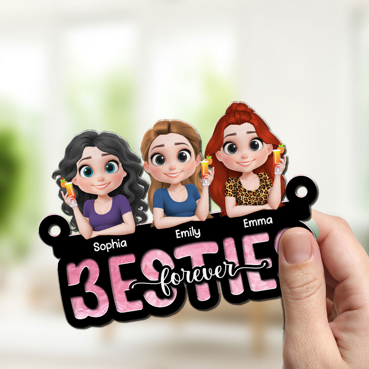 Slay Cartoon Bestie - Personalized Custom Suncatcher