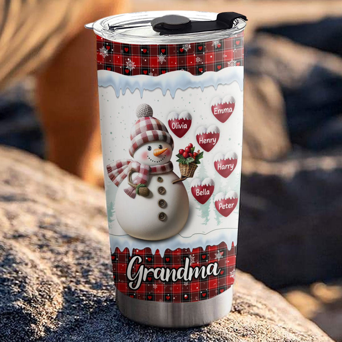 Happy Christmas Snowman Grandma - Personalized Custom Tumbler