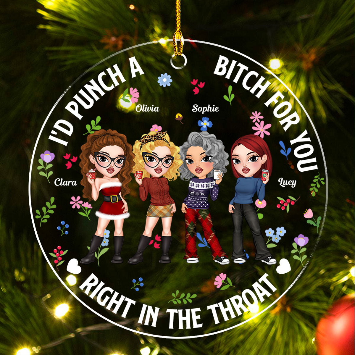 Punch Bitch Best Friend - Personalized Custom Acrylic Ornament