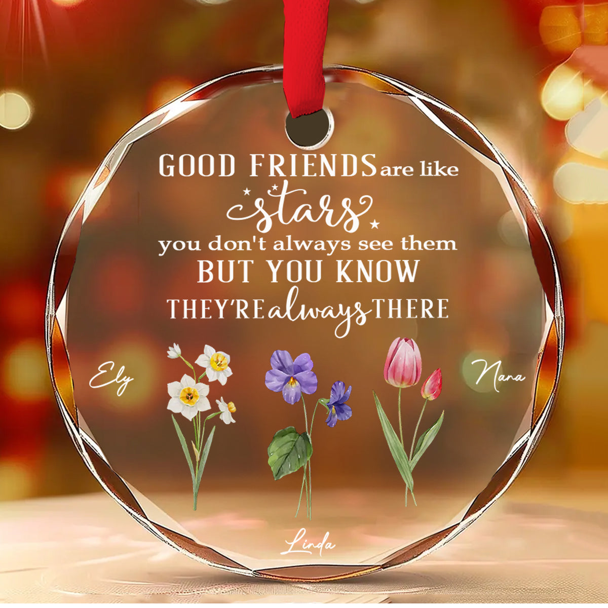Friends Like Stars - Personalized Custom Glass Ornament