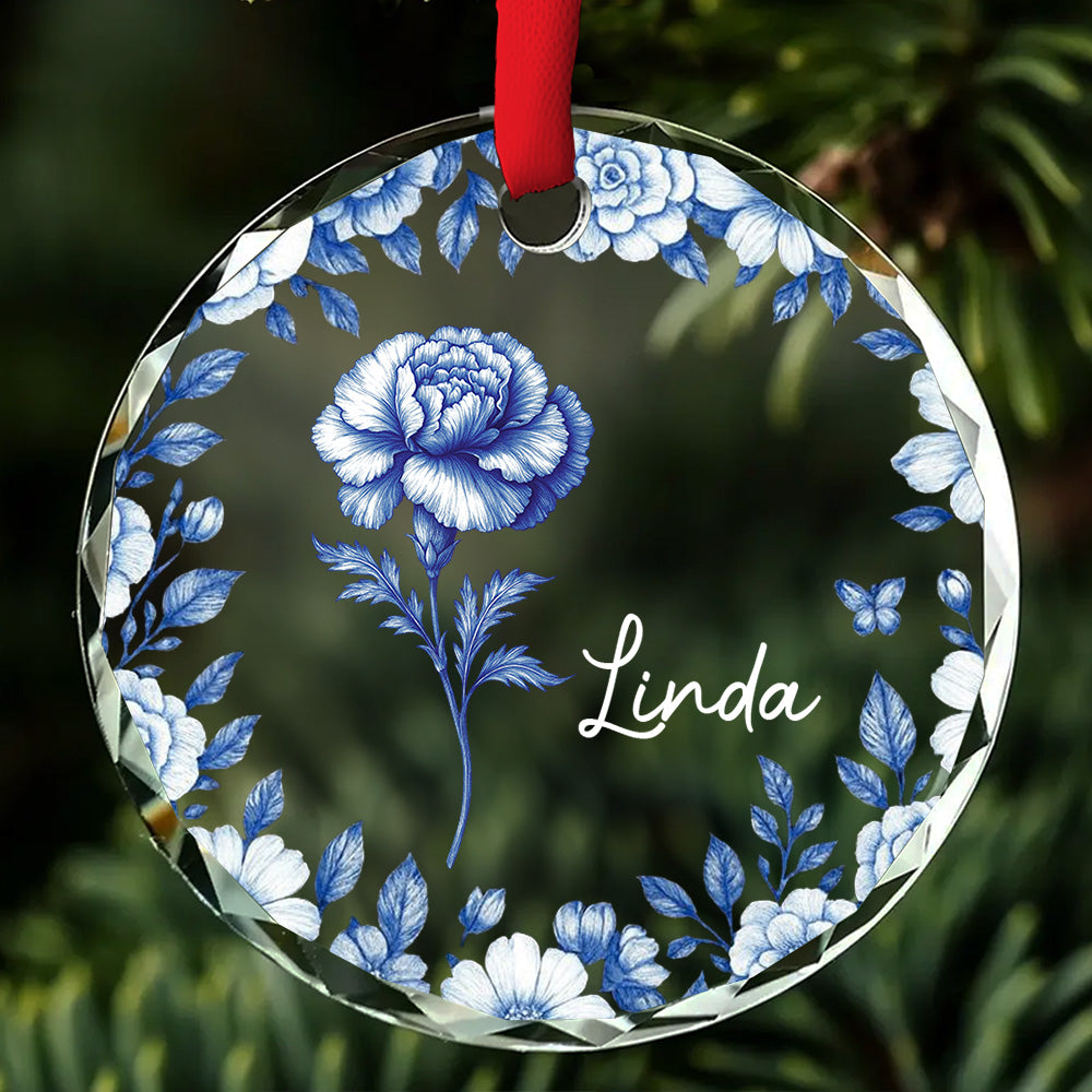 Friends Are Flowers That Never Fade Toile - Personalized Custom Glass Ornament