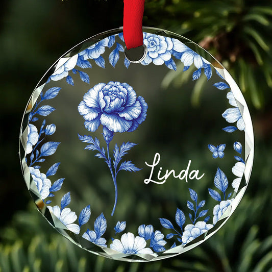 Friends Are Flowers That Never Fade Toile - Personalized Custom Glass Ornament